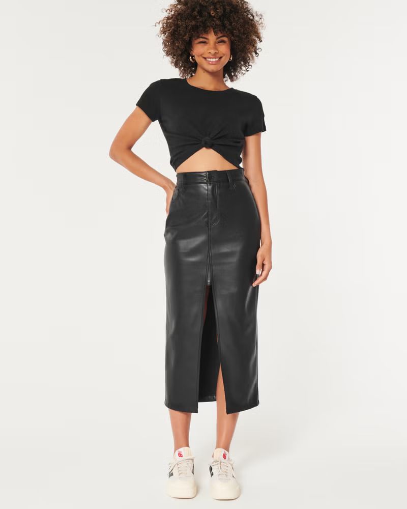 Ultra High-Rise Vegan Leather Maxi Skirt | Hollister (US)