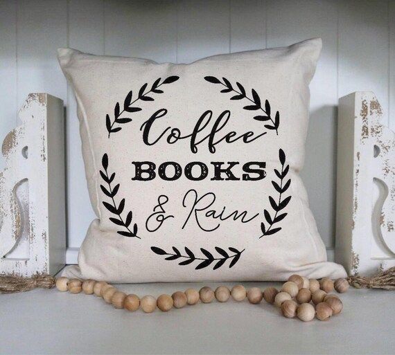 Coffee Books and Rain Pillow Cover - Reading Nook - Bookworm - Just One More Chapter - I Read Pas... | Etsy (US)