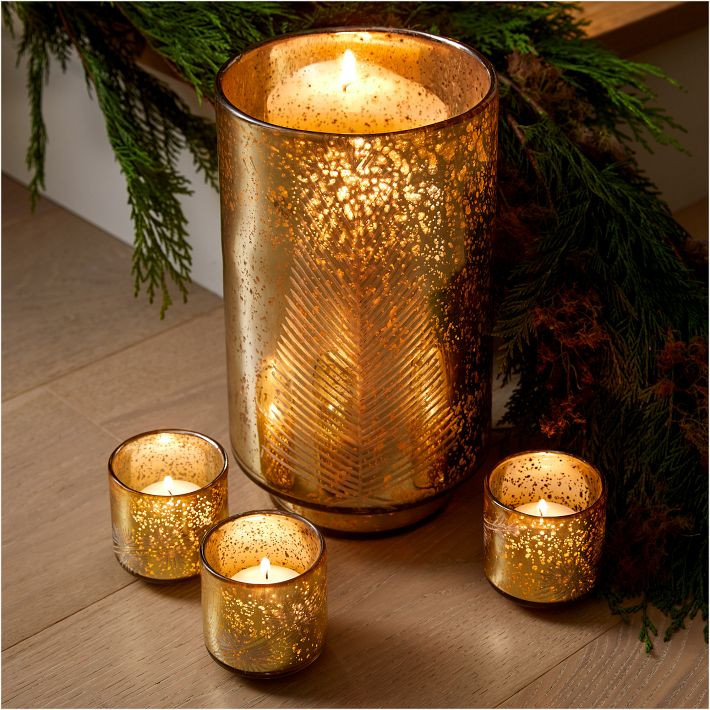 Etched Mercury Glass Hurricane | West Elm (US)