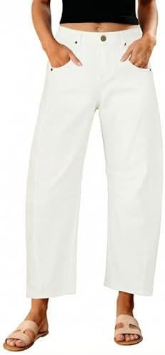 GRAPENT Barrel Jeans for Women High Waist Baggy Cropped Stretch Denim Pants | Barrel Leg Cut, Hig... | Amazon (US)