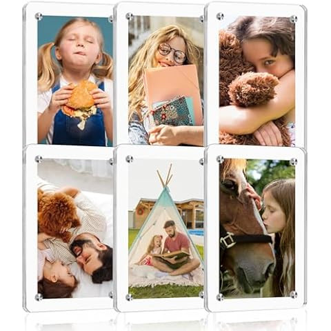 6 Pack- Acrylic Fridge Magnetic Frame, Acrylic Photo Picture Frames,Double Sided Photo Refrigerat... | Amazon (US)