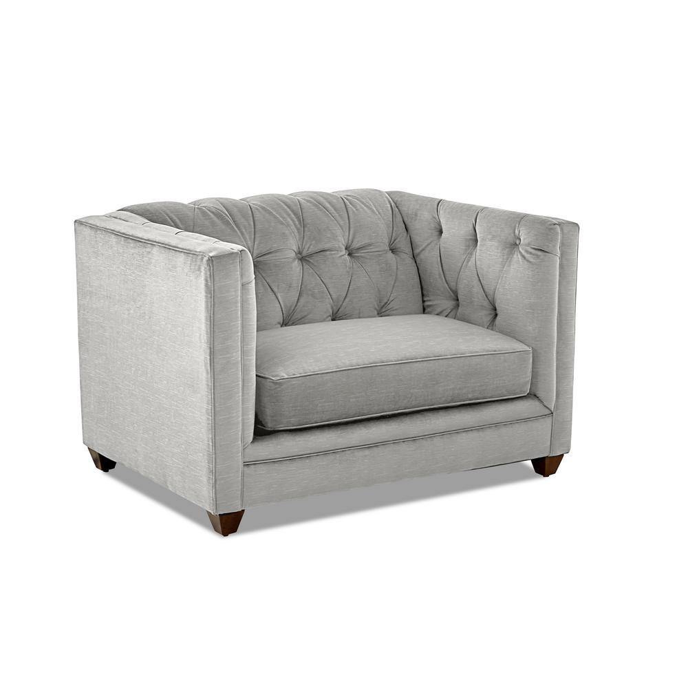 AVENUE 405 Kathryn Tufted Dove Oversized Chair | The Home Depot