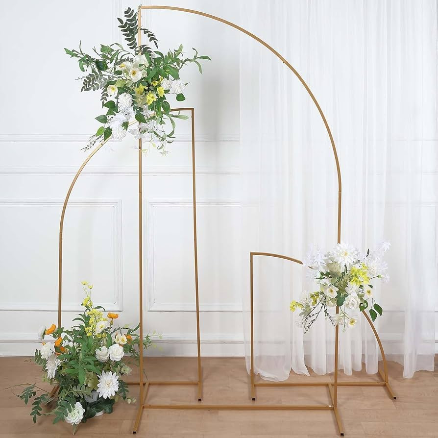 Efavormart 7ft Gold Metal Wedding Arch Chiara Backdrop Stand, Half Moon Floral Frame Arbor Displa... | Amazon (US)