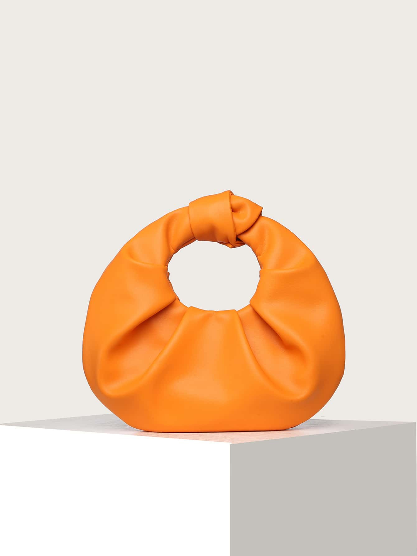 Neon-Orange Ruched Bag | SHEIN