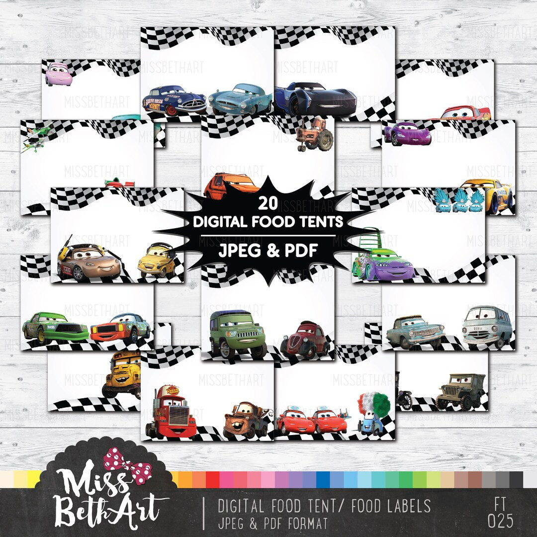 Instant Download Digital Race Cars Food Labels, Food Tent, Birthday Party, Party Decorations, Par... | Etsy (US)