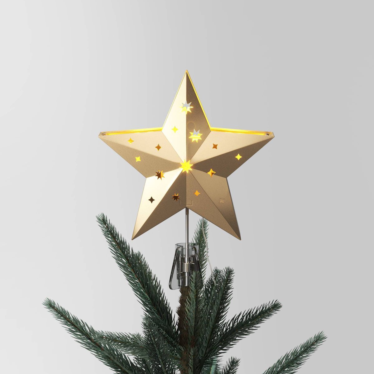 10" Pre-lit LED 'Peace/Joy' Projection Die Cut Star Christmas Tree Topper Gold - Wondershop™ | Target