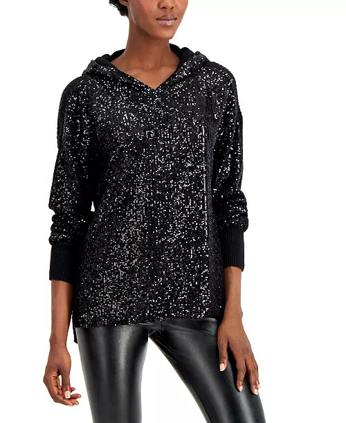Women's Sequin-Front Hoodie, Regular & Petite, Created for Macy's | Macy's