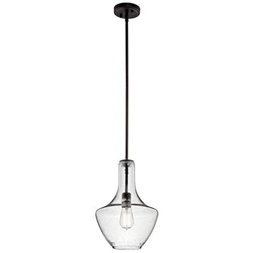 KICHLER Everly 15.25" 1 Light Bell Pendant Clear Seeded Glass Olde Bronze® | Amazon (US)
