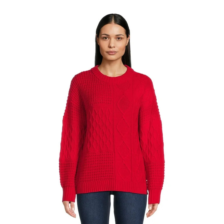 Time and Tru Women's Mixed Stitch Sweater, Midweight, Sizes XS-XXXL | Walmart (US)