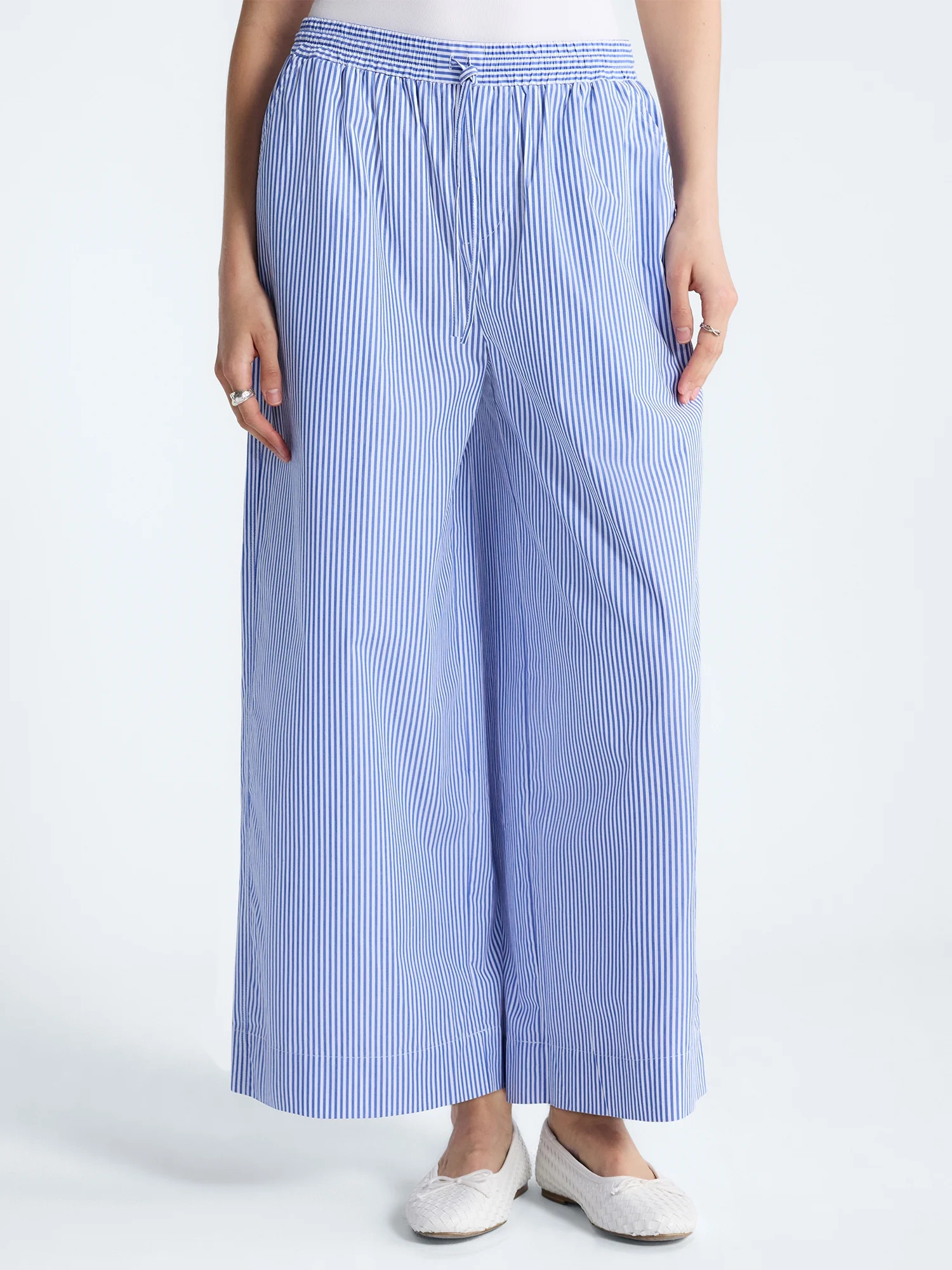 Free Assembly Women's and Women's Plus Cotton Poplin Cropped Wide Leg Pants, 26" Inseam, Sizes XS... | Walmart (US)