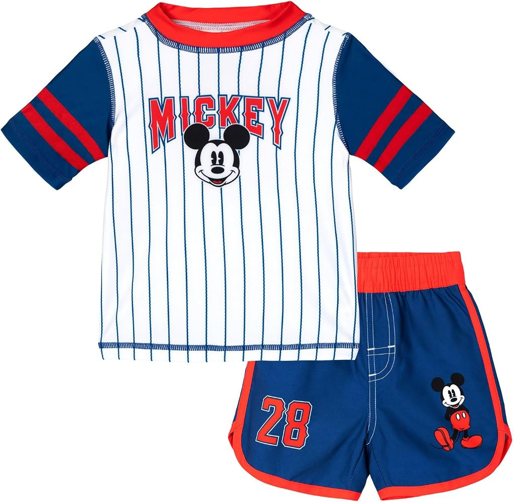 Disney Raglan Rash Guard and Swim Trunks UPF 50+ Outfit Set Infant to Big Kid Sizes (12 Months - ... | Amazon (US)