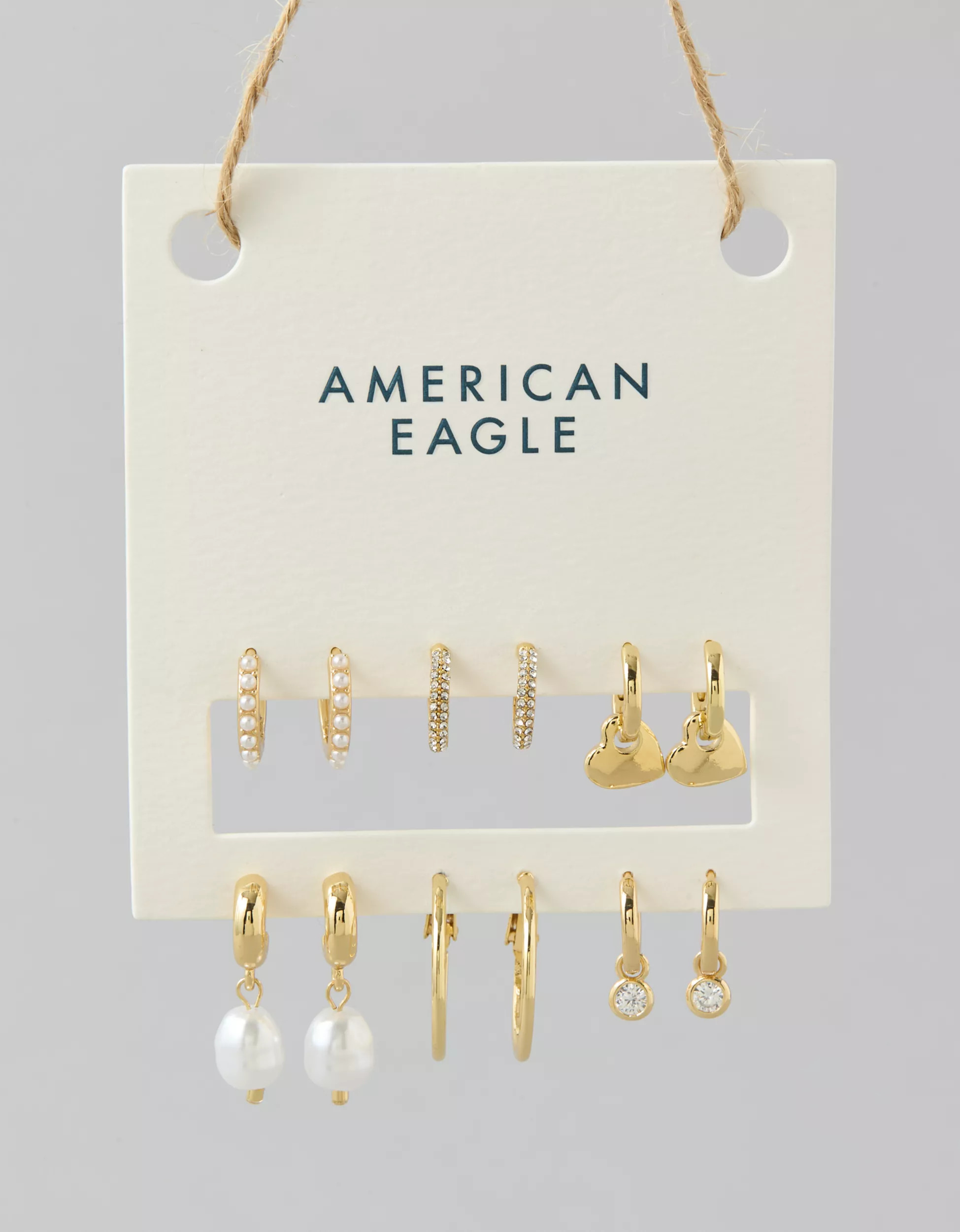 AEO Heart & Pearl Earrings 6-Pack | American Eagle Outfitters (US & CA)
