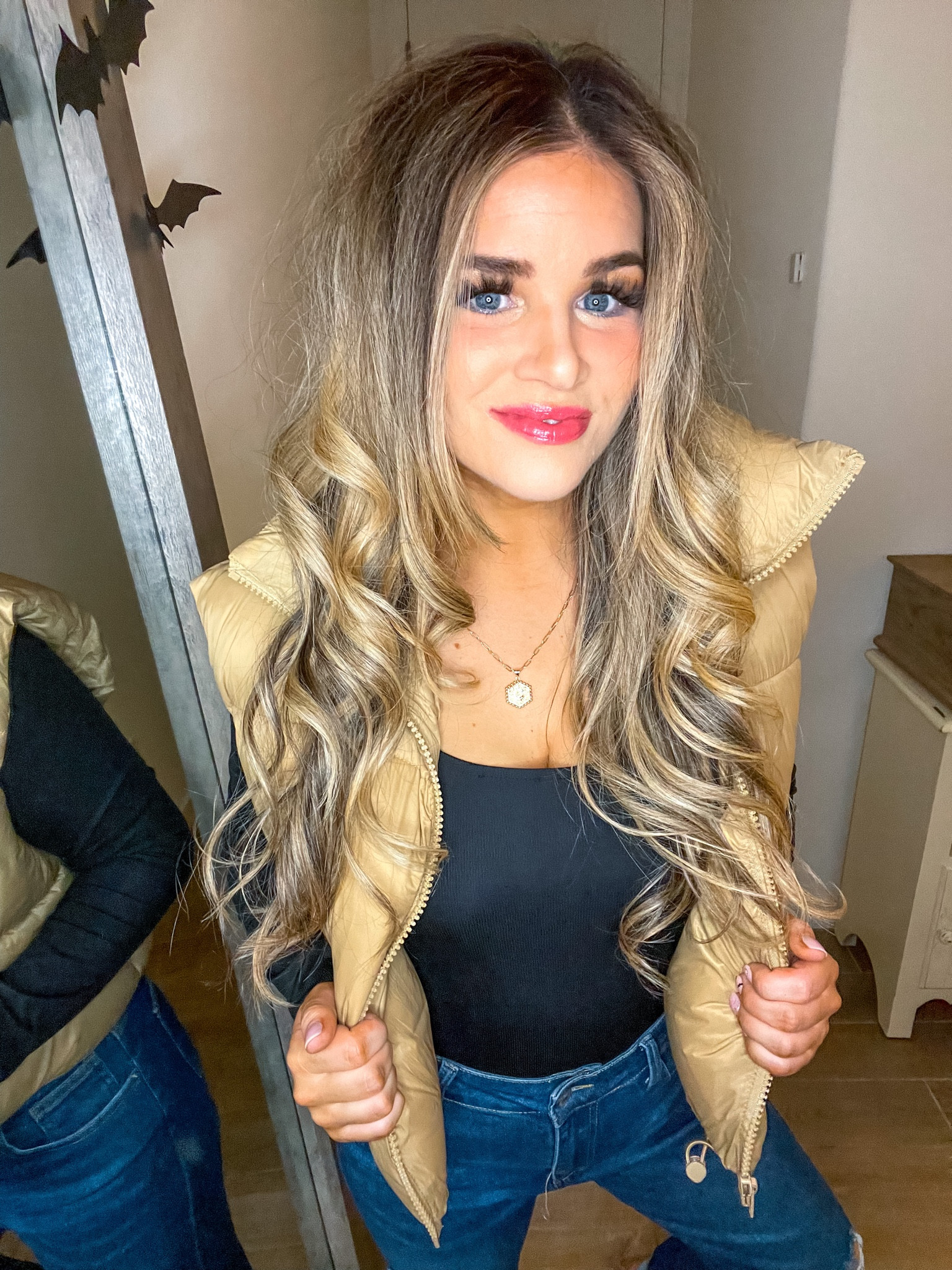 Puffer vest season is right around the corner & this combo is comfy & oh so cute! I added a black ribbed bodysuit & my fav mom jeans to make this combo great for girls night or any occasion! 🖤🤎🤍

#LTKstyletip #LTKfindsunder50 #LTKSeasonal