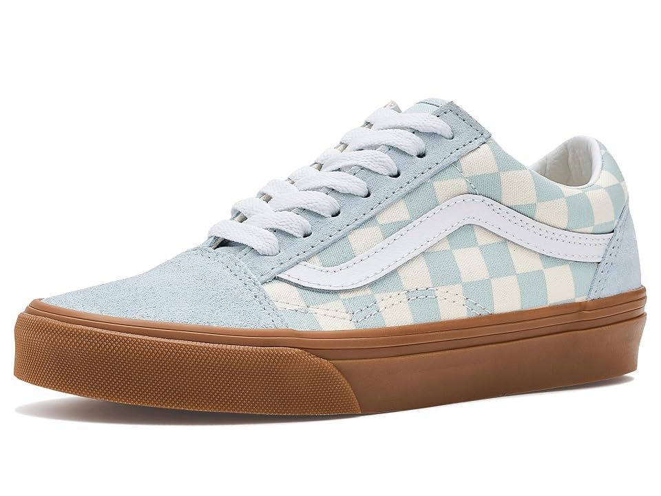 Vans Kids Old Skooltm (Big Kid) Kid's Shoes Gum Check Blue: 5 Big Kid M, Canvas/Suede | Zappos