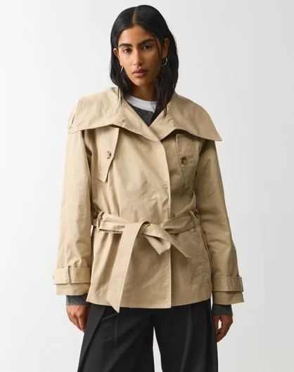 Funnel Neck Short Trench Coat | Glassons (Australia)