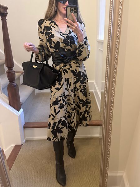 Beautiful floral dress for fall! Wearing xsmall, get 15% off with code ziba15 great midi length for fall to wear with boots!

#LTKfindsunder50 #LTKSeasonal #LTKsalealert