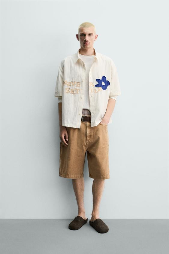 RELAXED FIT TEXT PATCH SHIRT | Zara US
