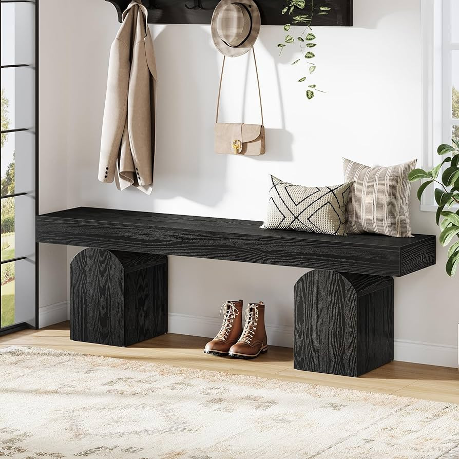 Tribesigns Entryway Bench, 59" Long Black Shoe Bench with Arched Bases, Wooden Indoor Bench for E... | Amazon (US)