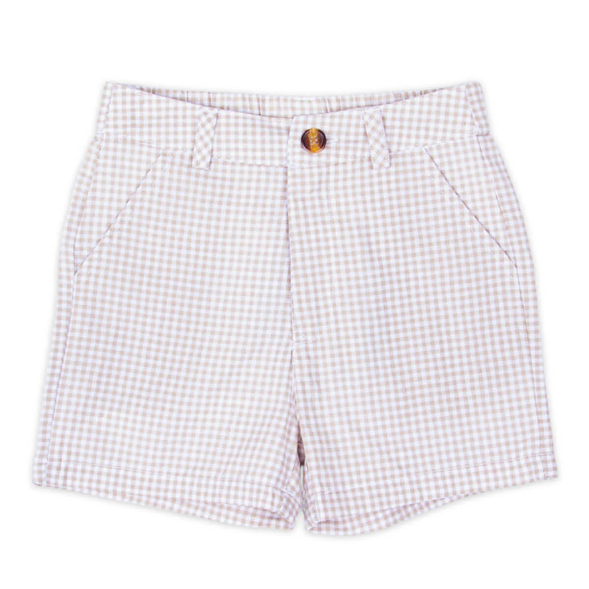 Tan Gingham Standard Shorts | Classic Whimsy