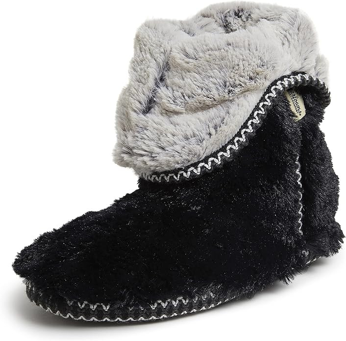 Dearfoams womens Fuzzy Memory Foam Beth Bedroom Bootie Slipper Sock With Grippers | Amazon (US)