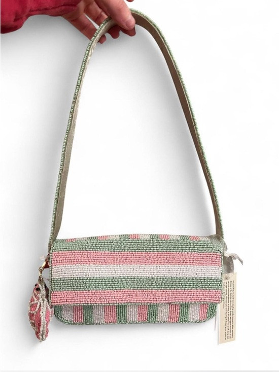 green and pink turtle Striped Beaded Shoulder Bag turtle bah charm made in india | Poshmark