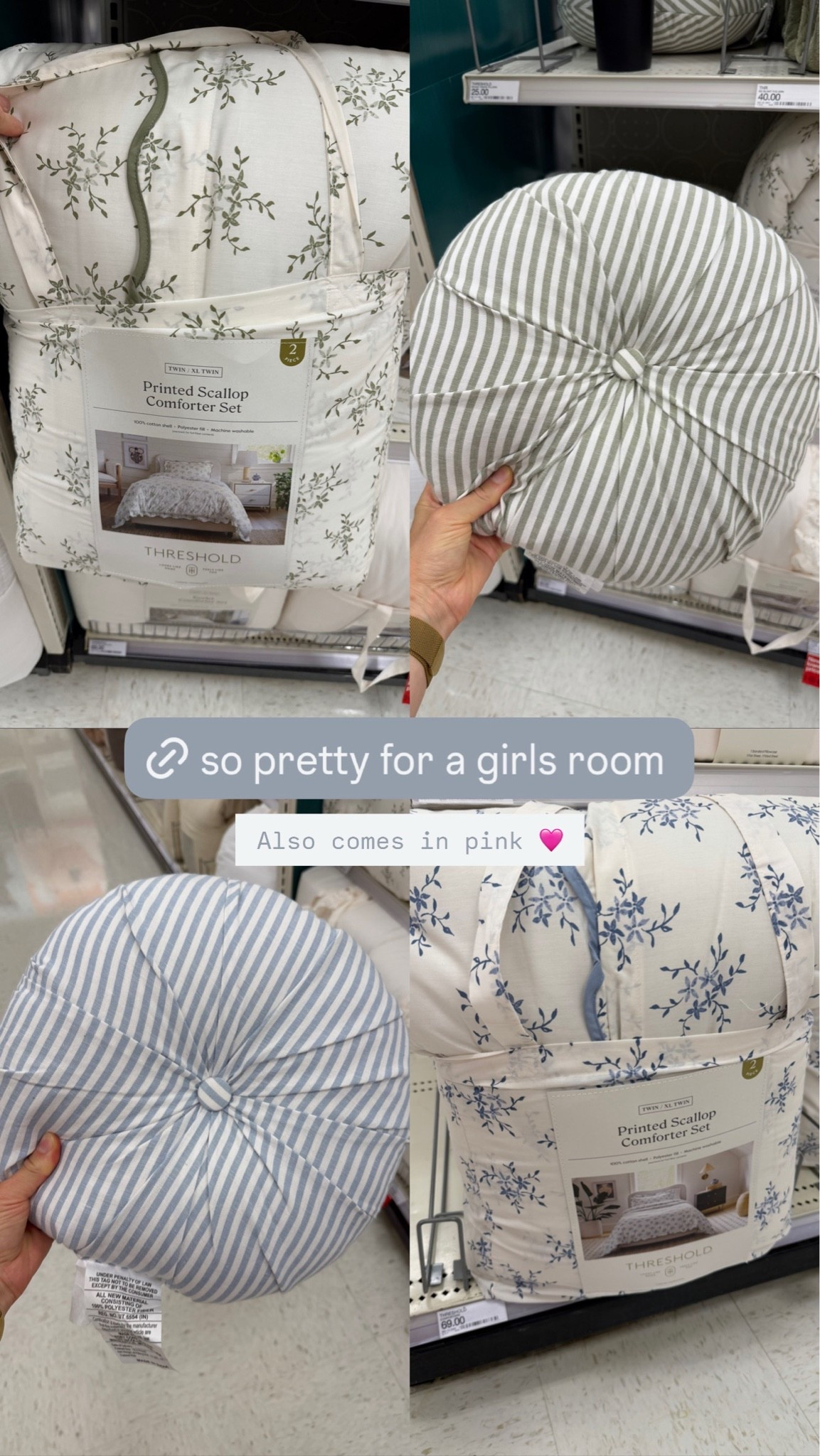 This floral bedding with a striped pillow is so pretty for a girls room. Also comes in pink!

#LTKHome