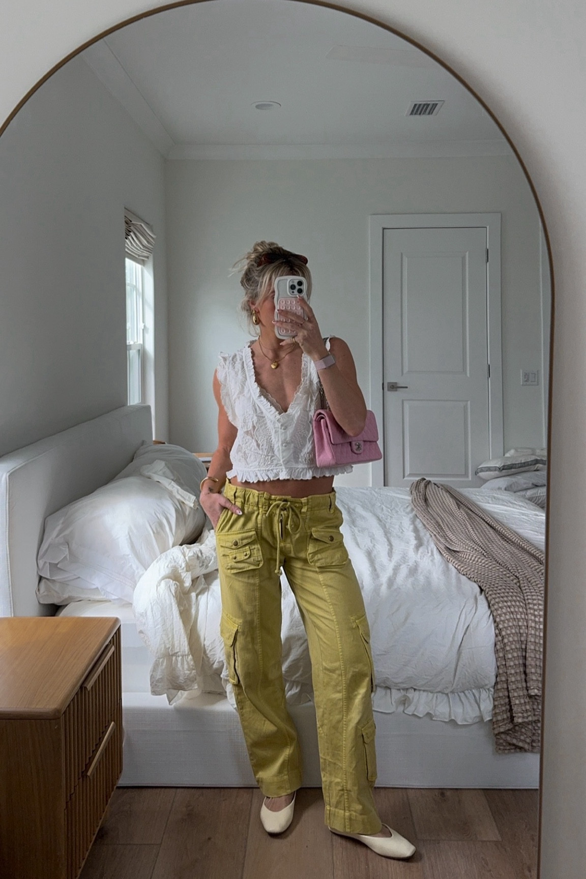 Wearing a small in the pants & a medium in the top, it was the only size they had available at the time but definitely would have liked to go a little smaller 🤍

#LTKstyletip #LTKshoecrush #LTKfindsunder100