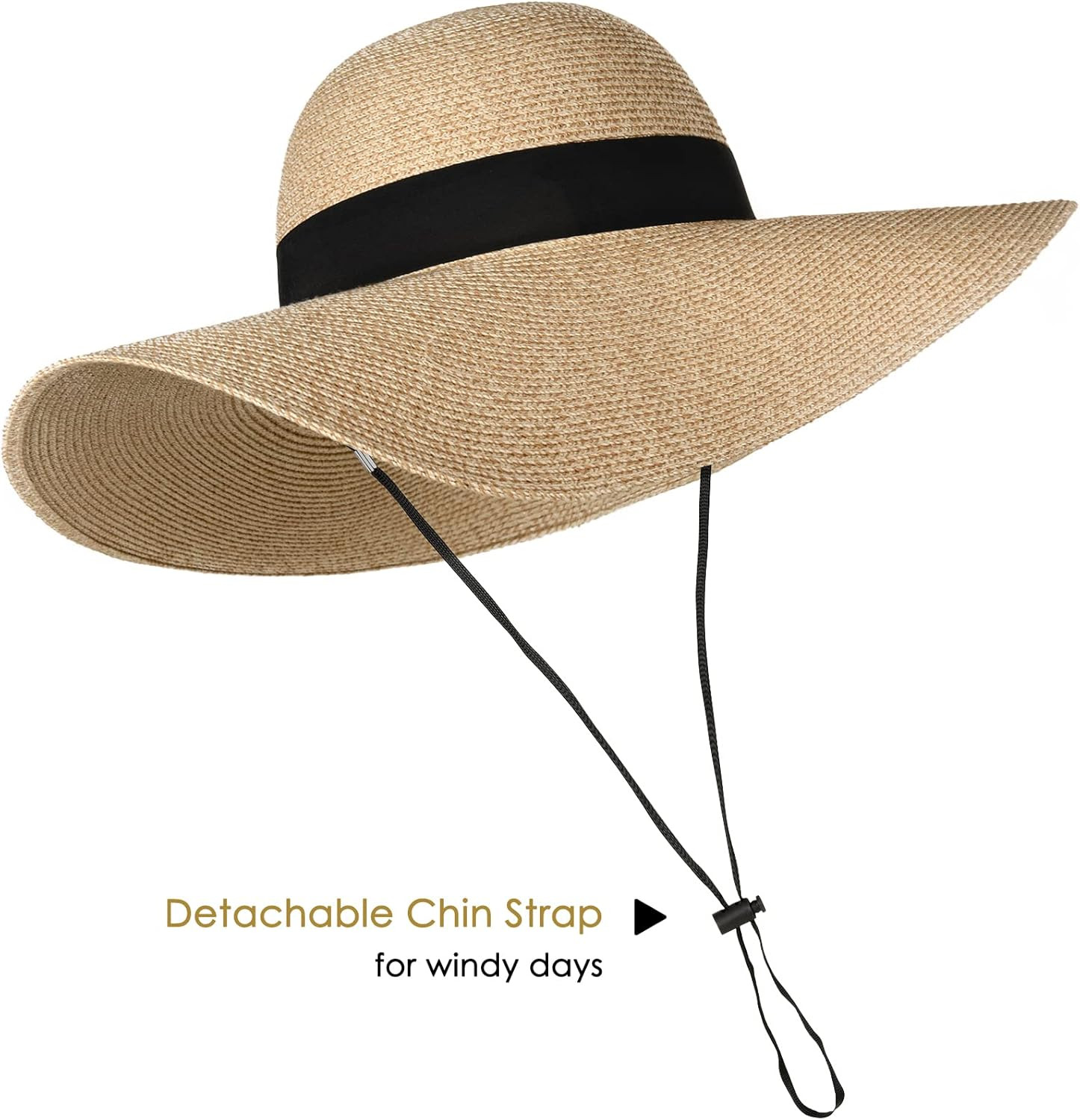 Womens Sun Straw Hat Wide Brim UPF 50 Summer Hat Foldable Roll up Floppy Beach Hats for Women | Amazon (US)