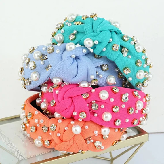 NEW Knotted Jeweled Headband  Pearl Headband  Spring - Etsy | Etsy (US)