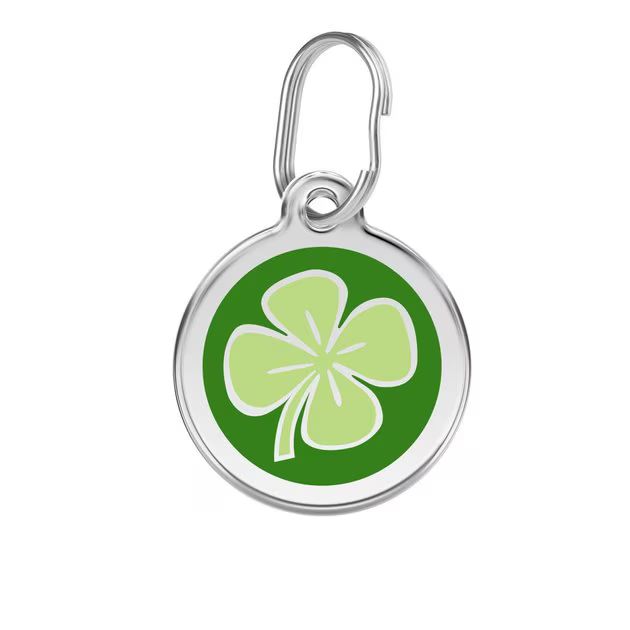 Red Dingo Clover Stainless Steel Personalized Dog & Cat ID Tag, Green | Chewy.com