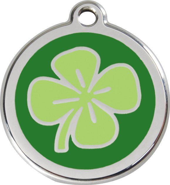 Red Dingo Clover Stainless Steel Personalized Dog & Cat ID Tag, Green | Chewy.com