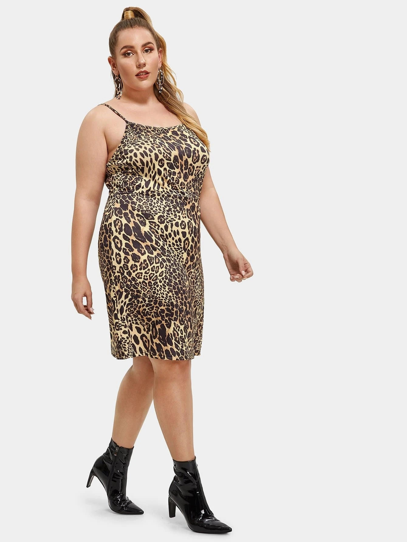SHEIN Plus Leopard Print Cami Dress | SHEIN