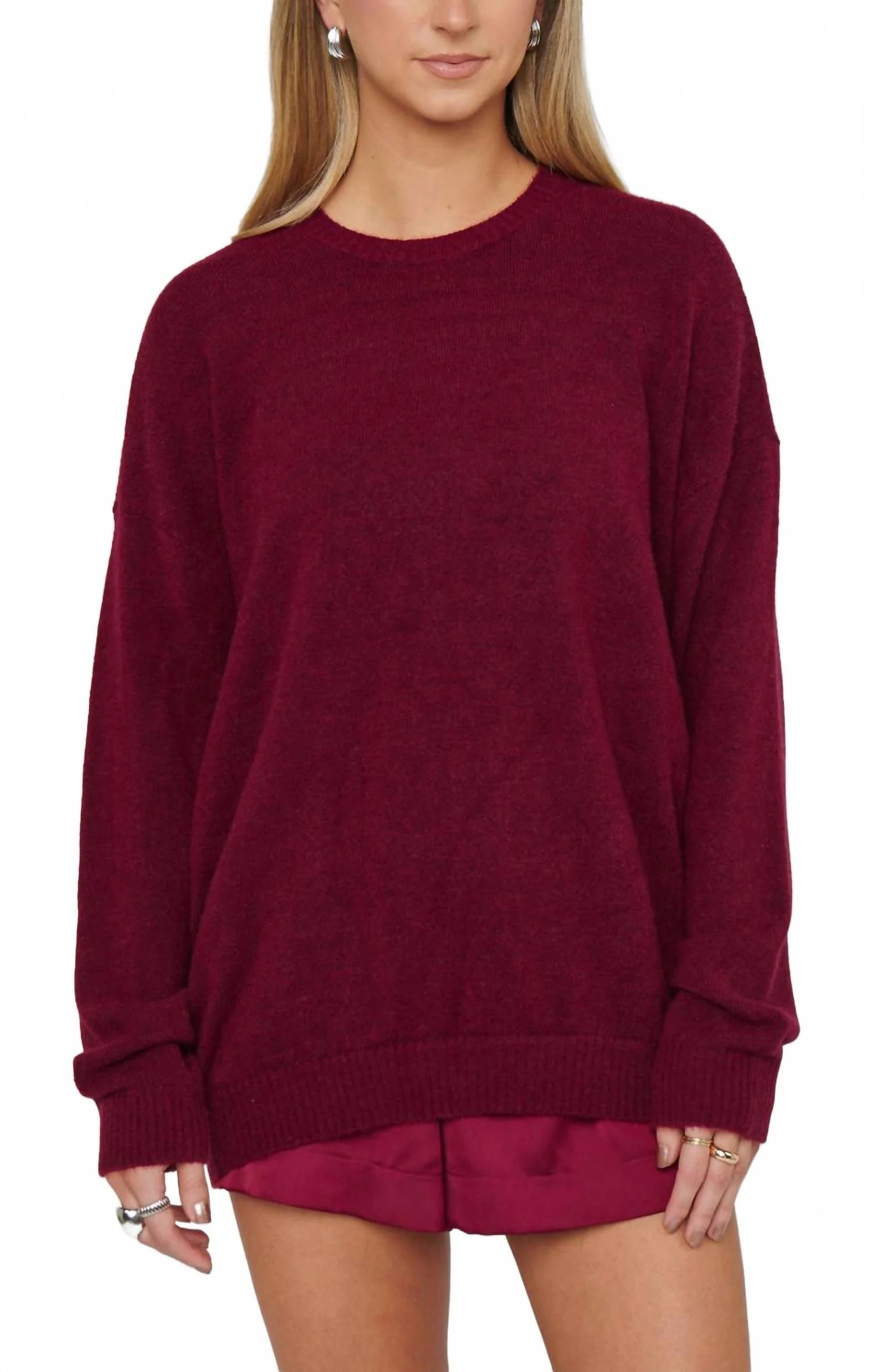Feel Good Sweater In Maroon Knit | Shop Simon