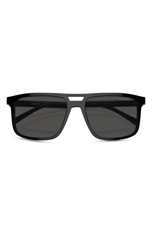 Prada 58mm Rectangular Sunglasses in Black/Grey at Nordstrom | Nordstrom