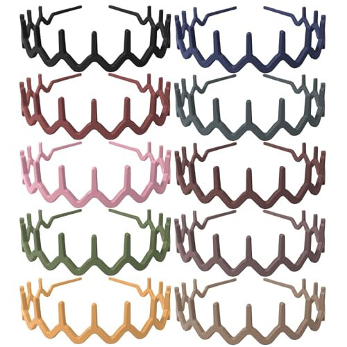 ELLOPH Zig Zag Headbands for Women Girls 10Pcs Plastic Headbands with Teeth Fashion Zigzag Head Bands for Women's Hair Non Slip Comb Hairbands Hair Accessories | Amazon (US)