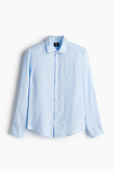 H & M - Slim Fit Linen shirt - Blue | H&M (UK, MY, IN, SG, PH, TW, HK)