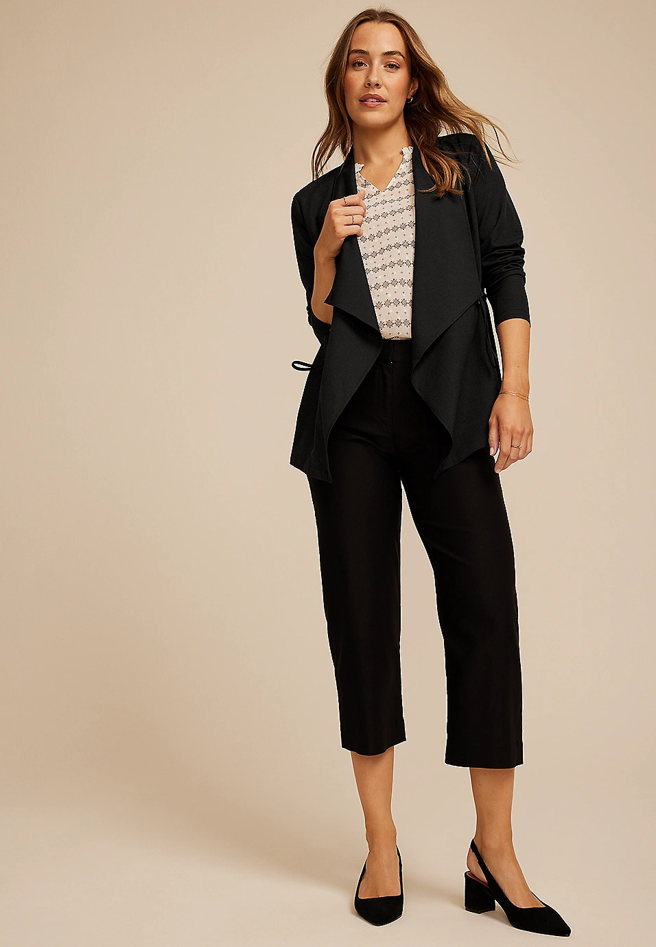 Waterfall Cinched Blazer | Maurices