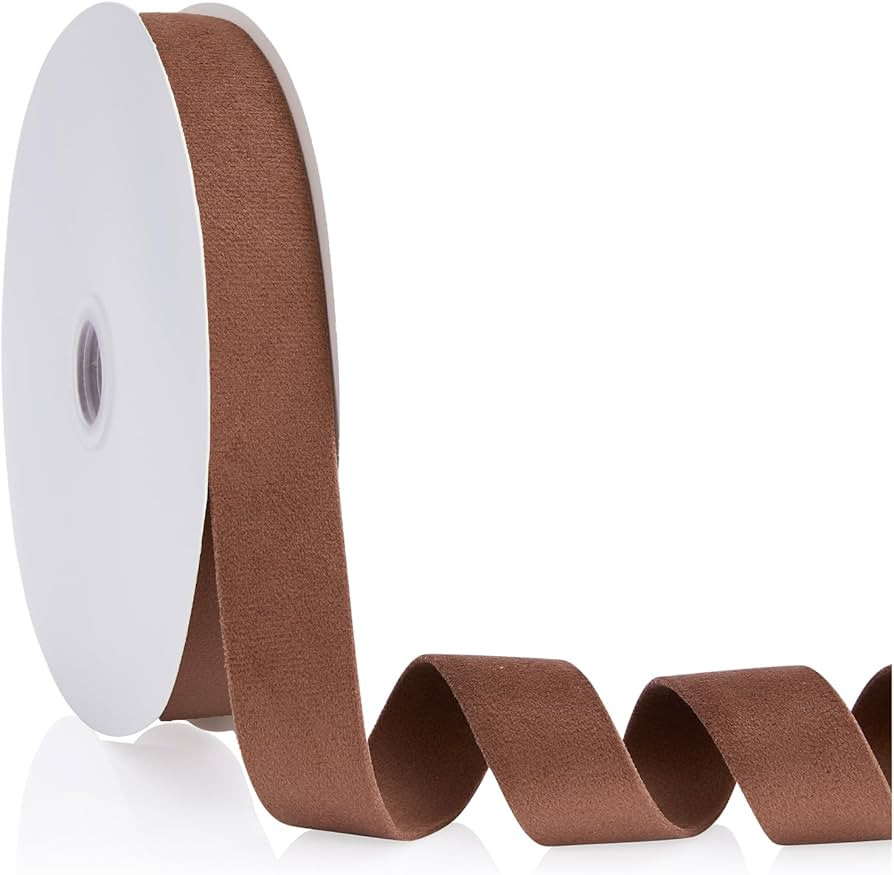 Brown 1 inch Velvet Ribbon, Double Faced Continuous 20 Yards Velvet Ribbon Use for Christmas Tree... | Amazon (US)