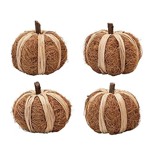 Creative Co-Op Dried Natural Coco Fiber & Raffia Pumpkin Filler | Walmart (US)