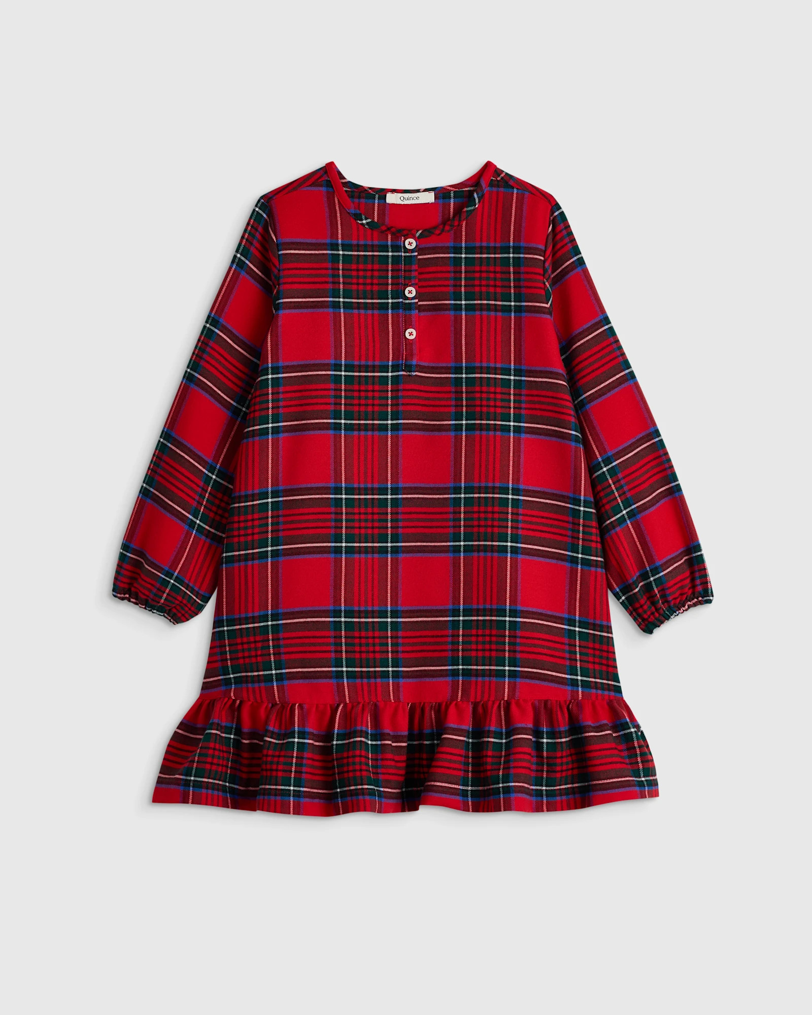 Quince | Holiday Flannel Nightgown in Holiday Tartan, Size 6, Recycled Polyester | Quince