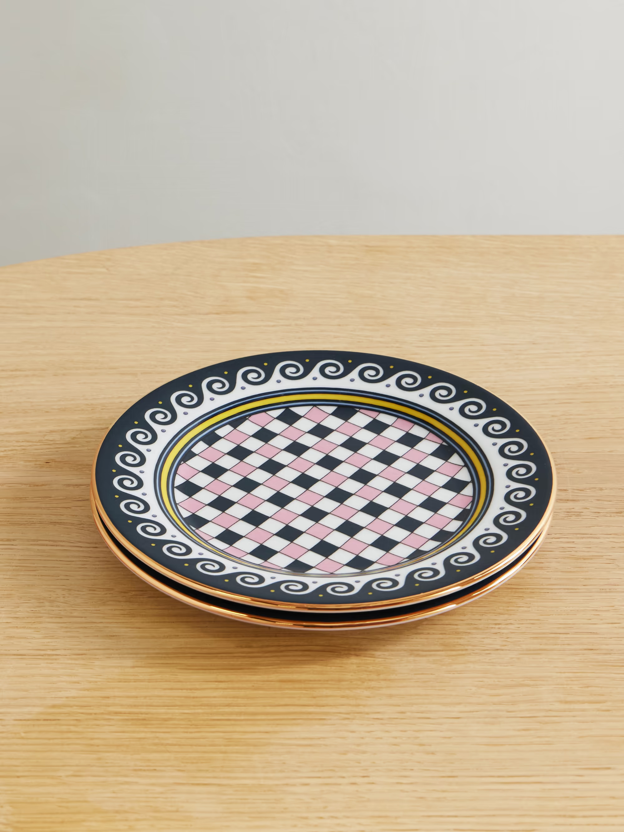 Set of two gold-plated porcelain dessert plates | NET-A-PORTER (UK & EU)