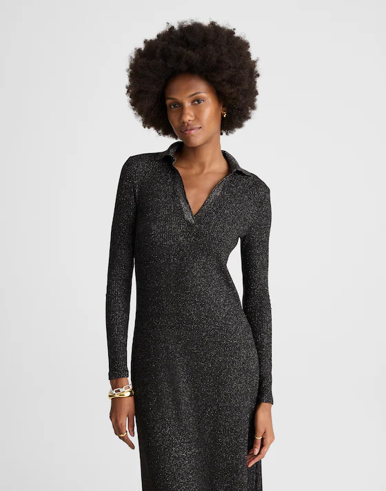 Ribbed Y-Neck Polo Maxi Dress | Madewell