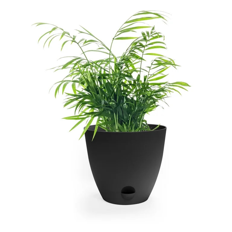Mainstays 11" x 11" x 14" Round Black Polypropylene Plant Planter | Walmart (US)