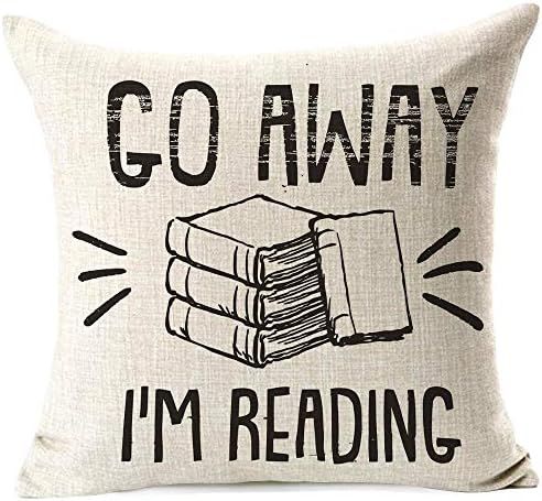 963RW Go Away I'm Reading Quote for Book Lover Colorful Books Inspirational Decoration Cotton Lin... | Amazon (US)
