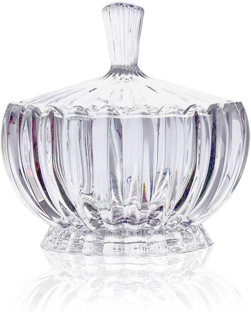 Glass Candy Plate with Cover, Crystal Candy Bowl, Fruit Plate, Decorative Bowl (white) | Amazon (US)