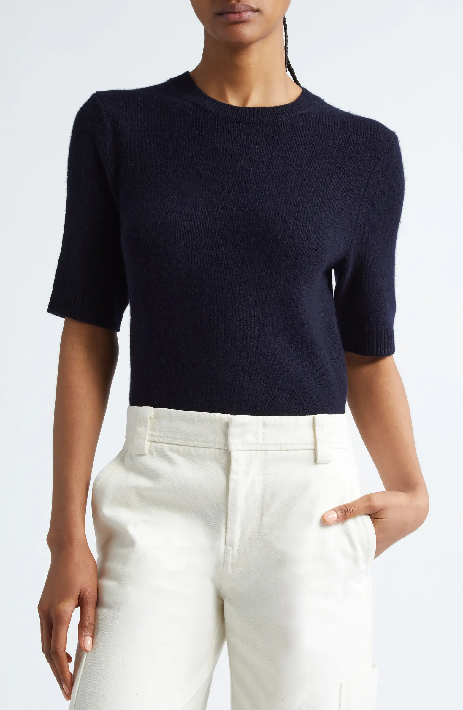 Vince Short Sleeve Wool & Cashmere Sweater | Nordstrom | Nordstrom