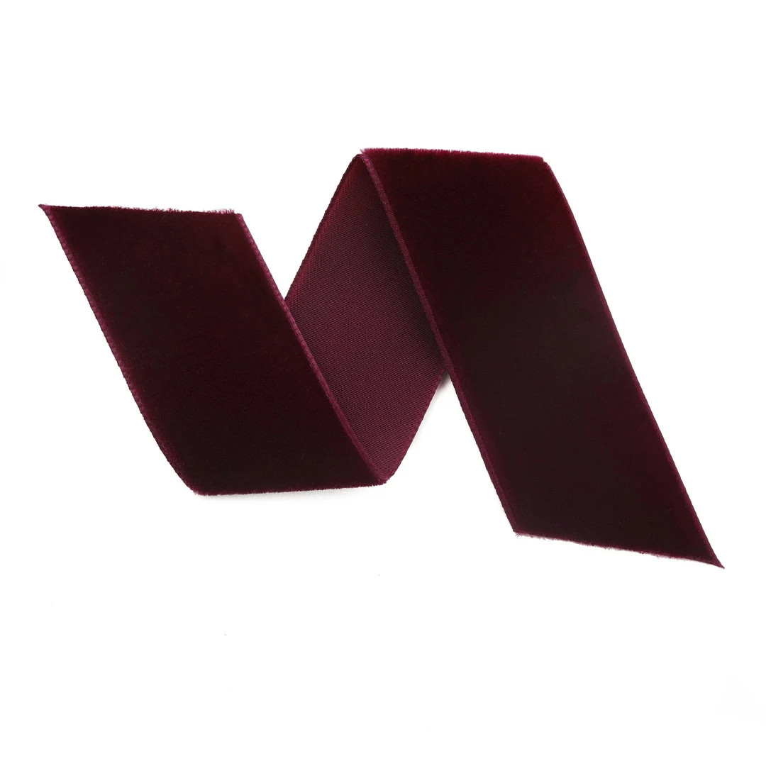 Burgundy Swiss Velvet Ribbon by the Yard Dark Purple Wedding Velvet Trim Christmas Velvet Hair Bo... | Etsy (US)