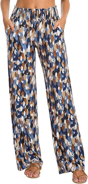 Urban CoCo Women's Boho Palazzo Pants Wide Leg Lounge Pants | Amazon (US)