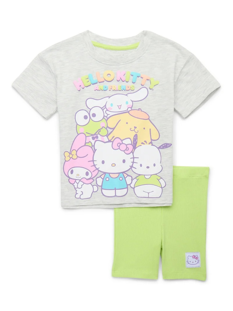Hello Kitty & Friends Toddler Girls Graphic Tee and Bike Shorts Set, 2-Piece, Sizes 12M-5T | Walmart (US)