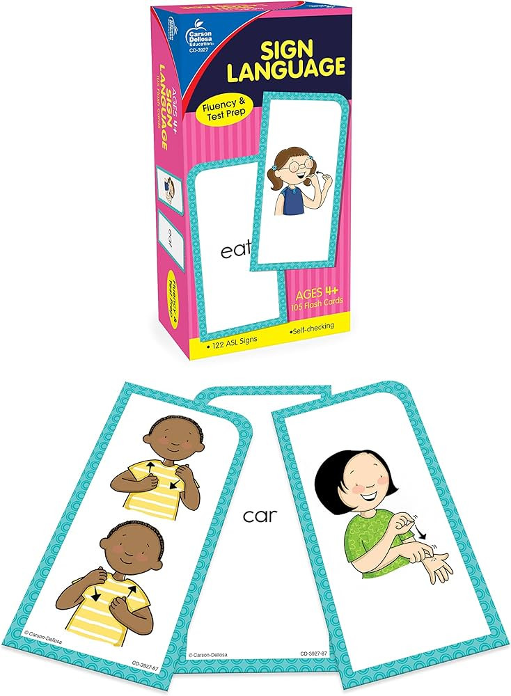 Carson Dellosa 104 American Sign Language Flash Cards for Kids, 122 ASL Signs Flashcards for Begi... | Amazon (US)
